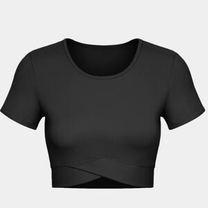 NWT HALARA V NECK NOTCHED CROP TOP 
SIZE: Large Color: Black